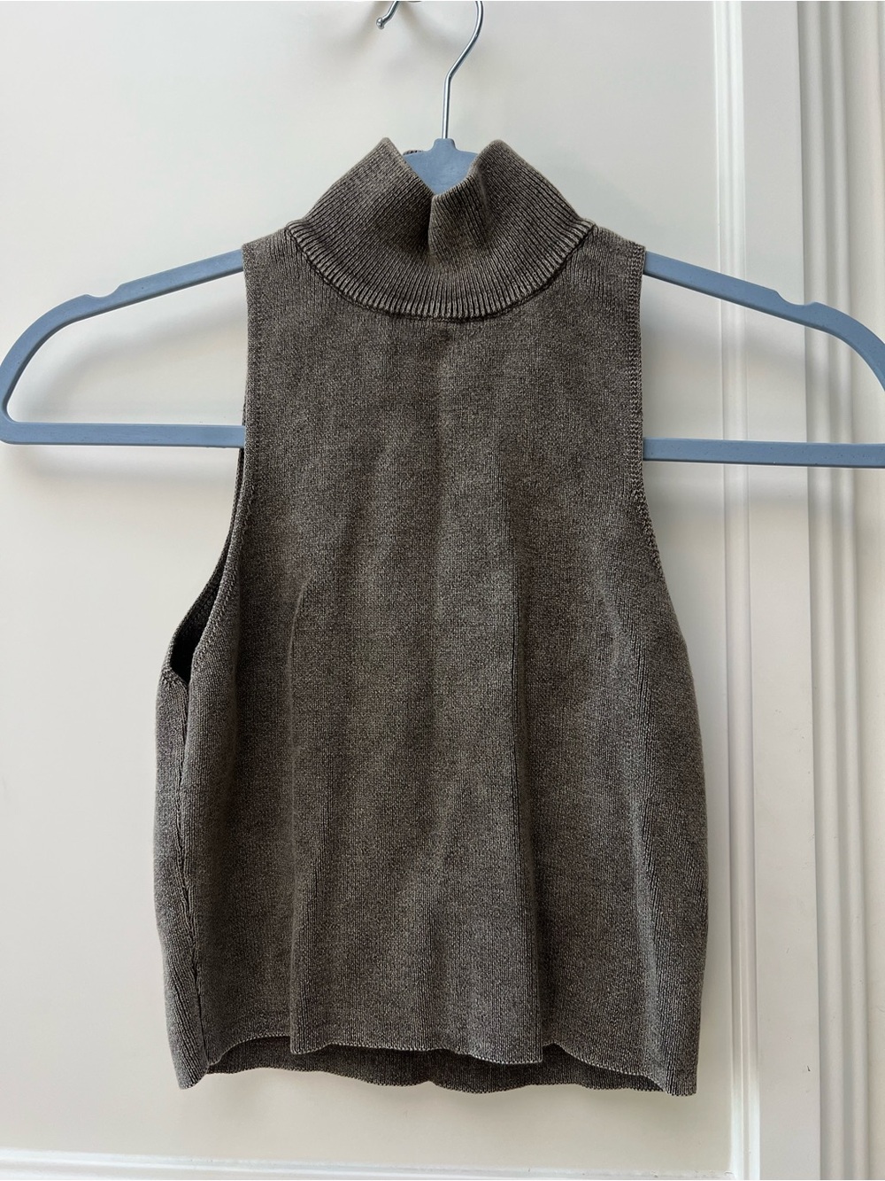 Zara 👑Sleeveless Turtleneck Sweater Vest in Taupe Brown
